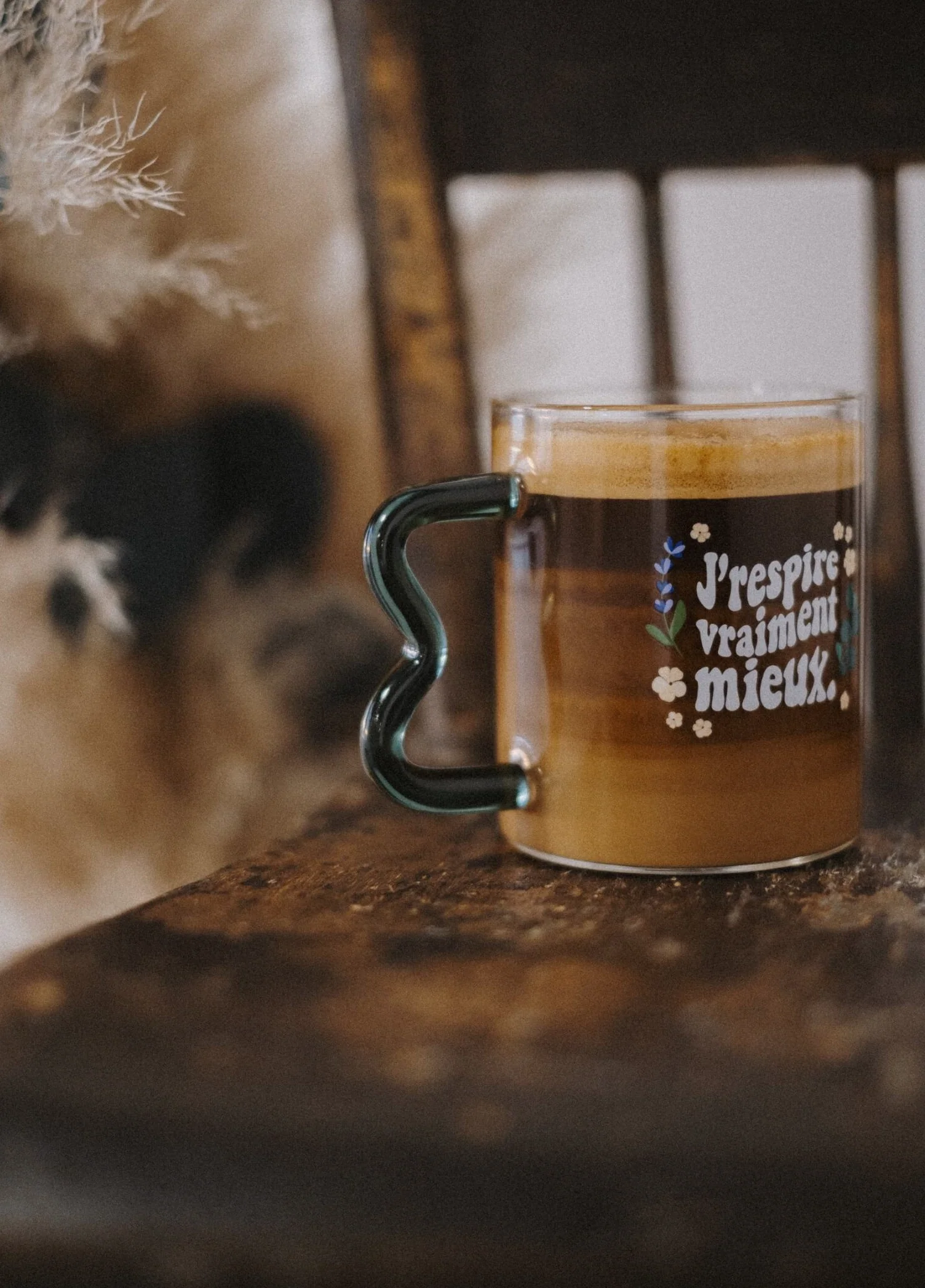 Tasse en verre - J’respire vraiment mieux - Image 3